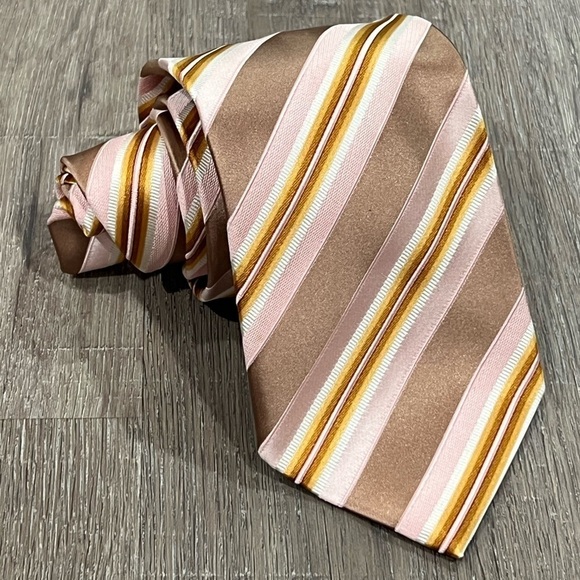 Ermenegildo Zegna Tie Made in Italy 100% Silk Power Stripe Multicolor Business - Picture 1 of 10